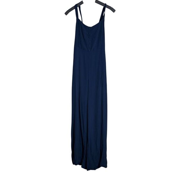 Madewell wide leg button up jumpsuit 10T 10 tall navy blue - Picture 2 of 9